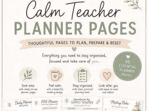 Calm Teacher Planner Pages | Organisation & Wellbeing Pack