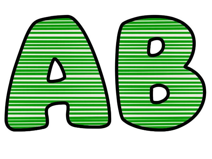 Neon Green Stripes White Lettering Set for Classroom Display | Upper & Lowercase, 0-9 and Signs
