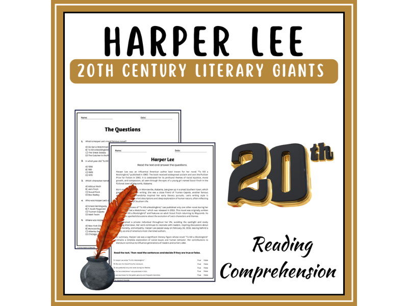Harper Lee Reading Comprehension Passages & Questions Worksheets ...