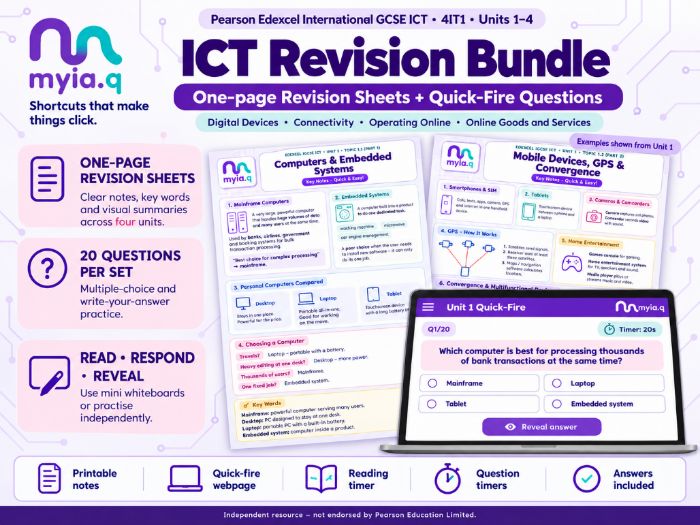 One page quick-fire revision iGCSE ICT (Edexcel)