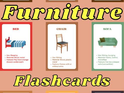 Furniture Flash Cards | Household Items Vocabulary | Preschool & Kindergarten