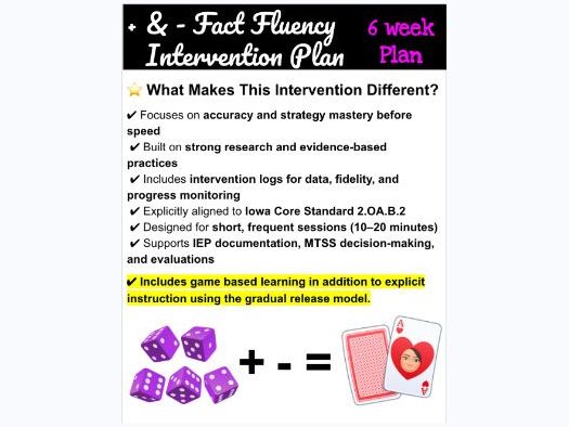 6 Week Addition & Subtraction Fact Fluency Intervention
