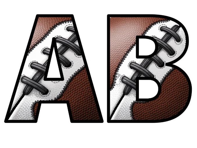 American Football Stitching Sport PE Classroom Display | Lettering Set | Whole Alphabet A-Z and 0-9