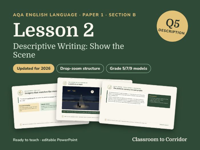 AQA GCSE English Language Paper 1 Question 5 Lesson: Descriptive Writing – Show the Scene (2026)