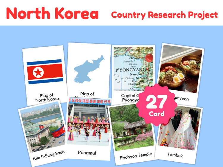 North Korea Geography Flashcards | 27 Printable Country Study Cards
