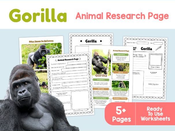 Gorilla Animal Research Project | Science Worksheets for Kids