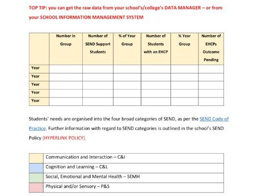 Editable SEND Information Report