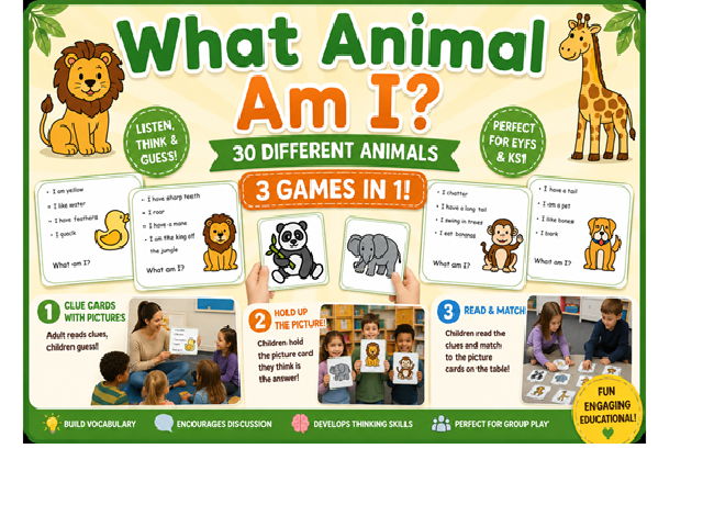 What Animal Am I? | Printable Animal Guessing Game for EYFS & KS1