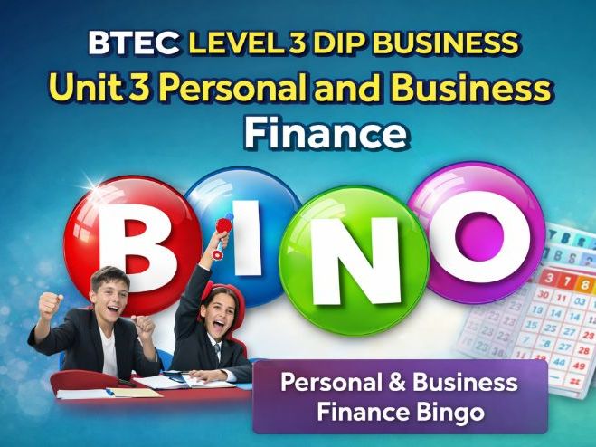 BINGO- Unit 3 Personal and Business Finance