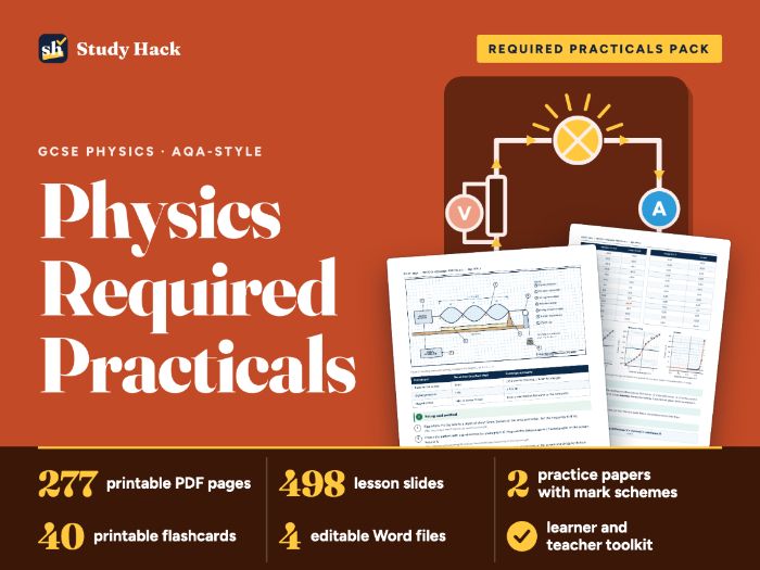 GCSE Physics Required Practicals: AQA-style write-ups, 6-mark questions and lessons