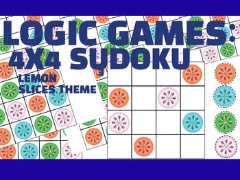 math logic sudoku puzzles : LEMON THEME , fruit CLIP ART