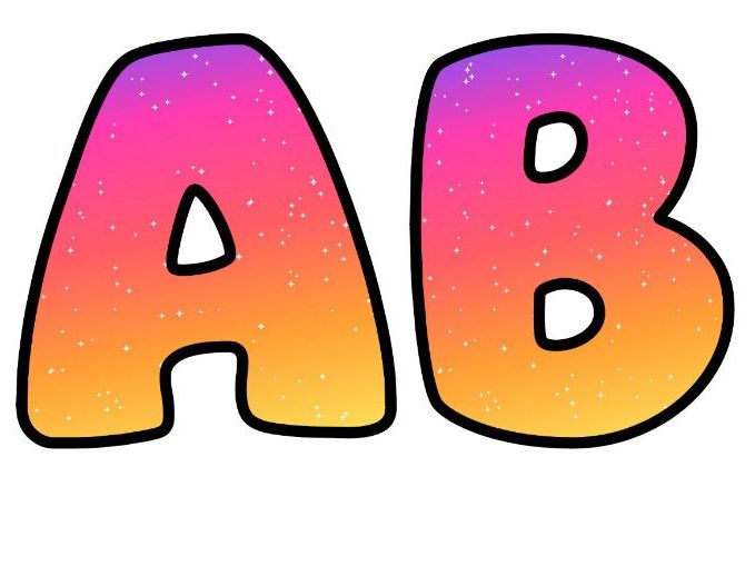 Neon Sunset Ombre Bubble Letters | Patterned Bulletin Board Letters | Printable Alphabet A-Z and 0-9