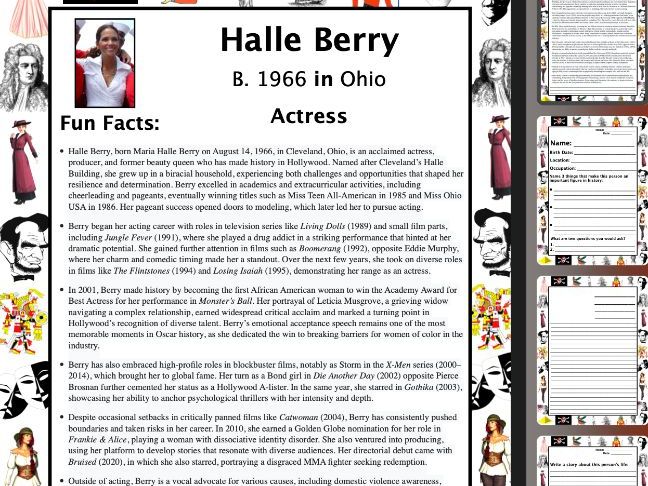 Halle Berry PACKET & ACTIVITIES, Important Historical Figures Series