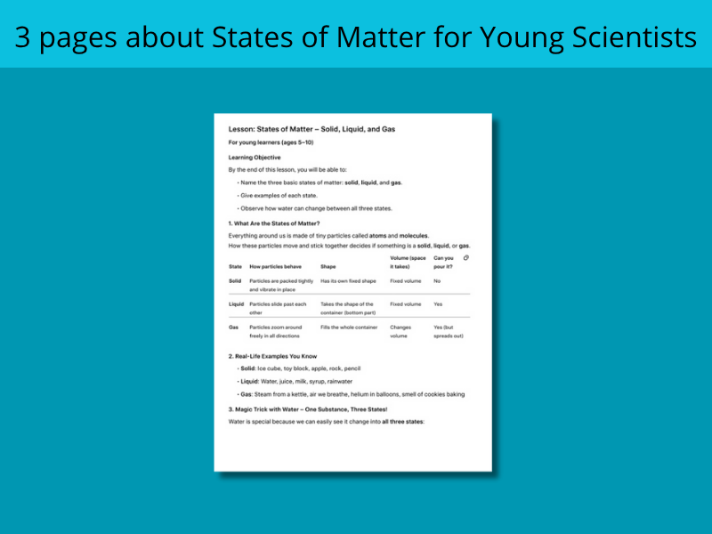 States of Matter for Young Scientists