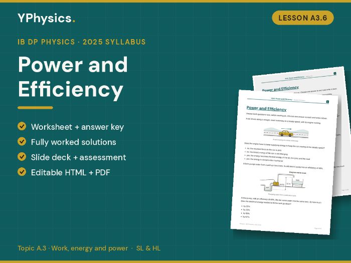 IB DP Physics (2025) A3.6 Power & Efficiency Lesson Pack