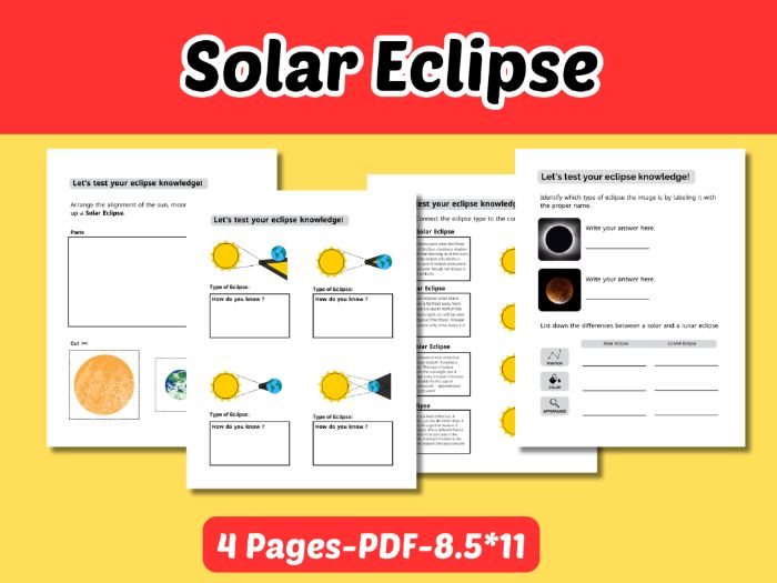 Solar Eclipse Activities Worksheet-3rd,4th,5th,6th | Teaching Resources