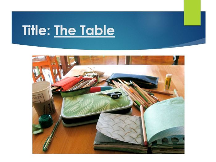 Poetry Lesson - The Table (Year 8)