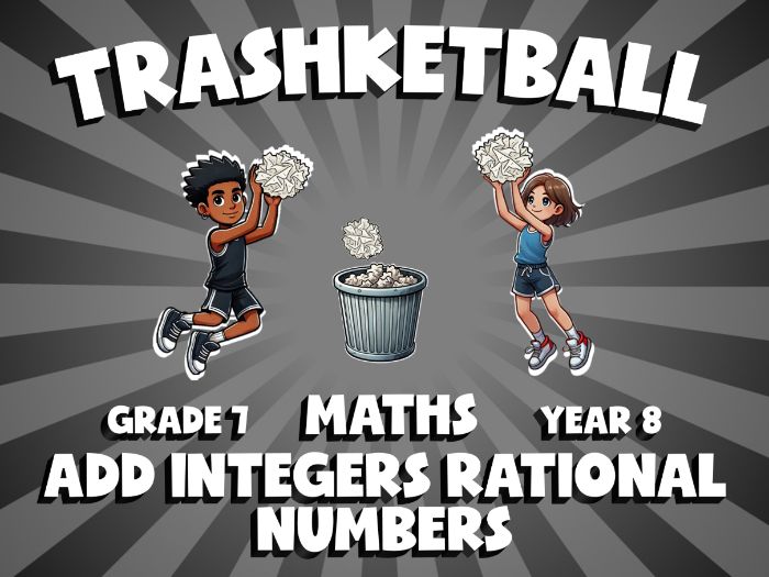 Add Integers Rational Numbers TRASHKETBALL Maths Game | No-Prep Year 8 Review Activity