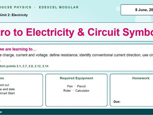 IGCSE Physics: Circuit Symbols and Current | Edexcel Modular | Unit 2 | L1 | FREE RESOURCE