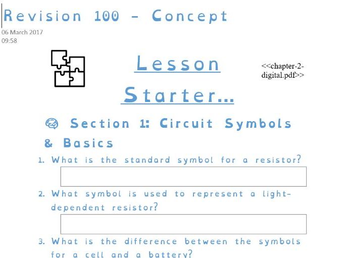 GCSE Electronics – Circuit Concepts | 100 Revision Questions & Answers