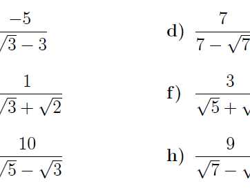 Rationalising the denominator harder worksheet (with solutions