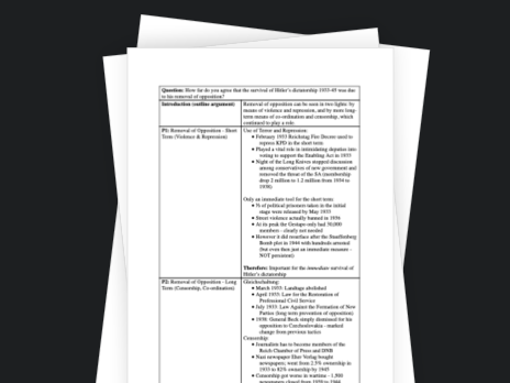 Edexcel A Level History Essay Plans (Nazi Germany)