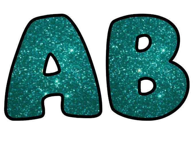 Shiny Glitter Art Turquoise Classroom Display | Lettering Set | Whole Alphabet A-Z and 0-9