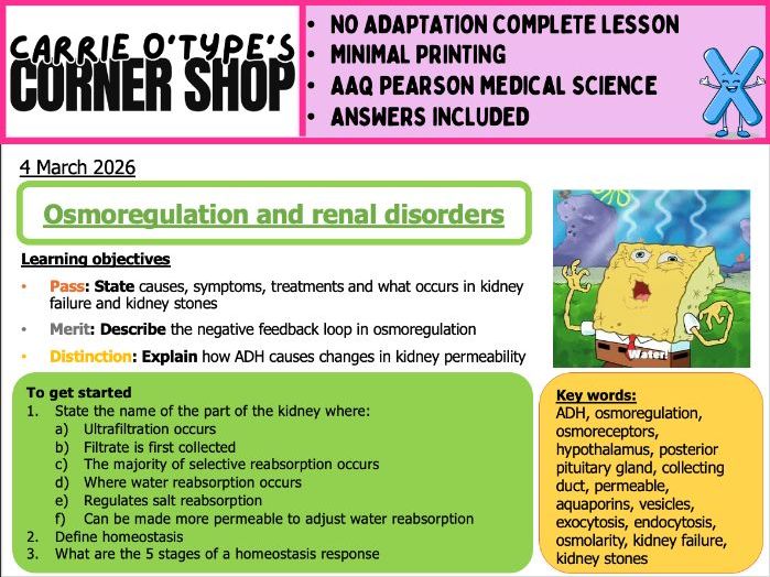 Osmoregulation and Renal Disorders - AAQ Pearson Medical Science