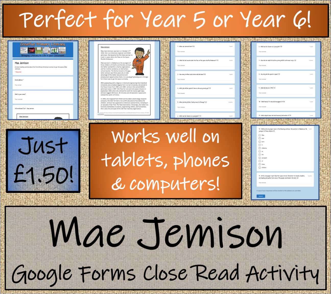UKS2 Mae Jemison Reading Comprehension & Distance Learning Activity
