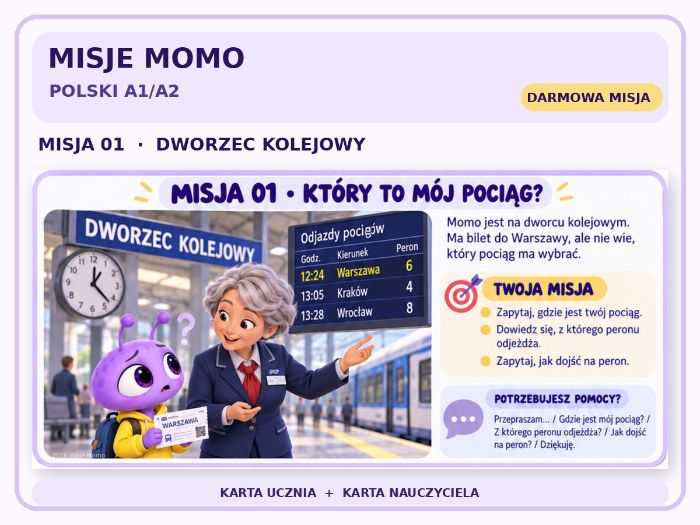 Polish A1/A2 Role Play: Momo at the Station