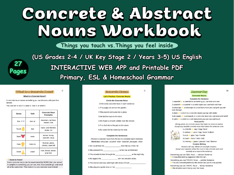 Concrete & Abstract Nouns: Gr 2-4/KS2