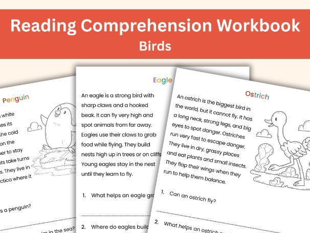 Feathered Creatures Reading Comprehension Workbook | 20 Non-Fiction Passages for KS1