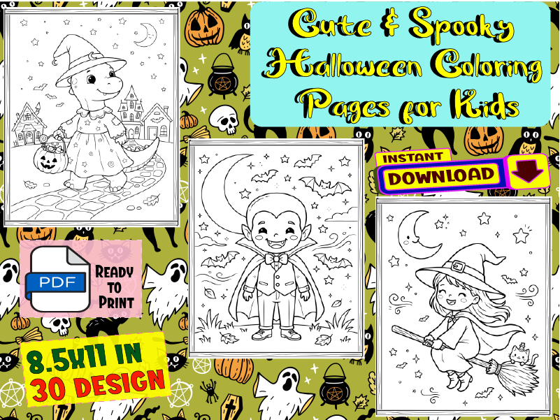 Cute & Spooky Halloween Coloring Pages for Kids | 30 Printable Halloween Animal