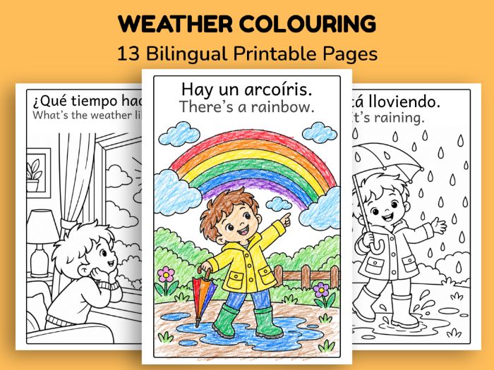Spanish Weather Colouring Pages | 13 Printable Spanish Weather Worksheets | A4