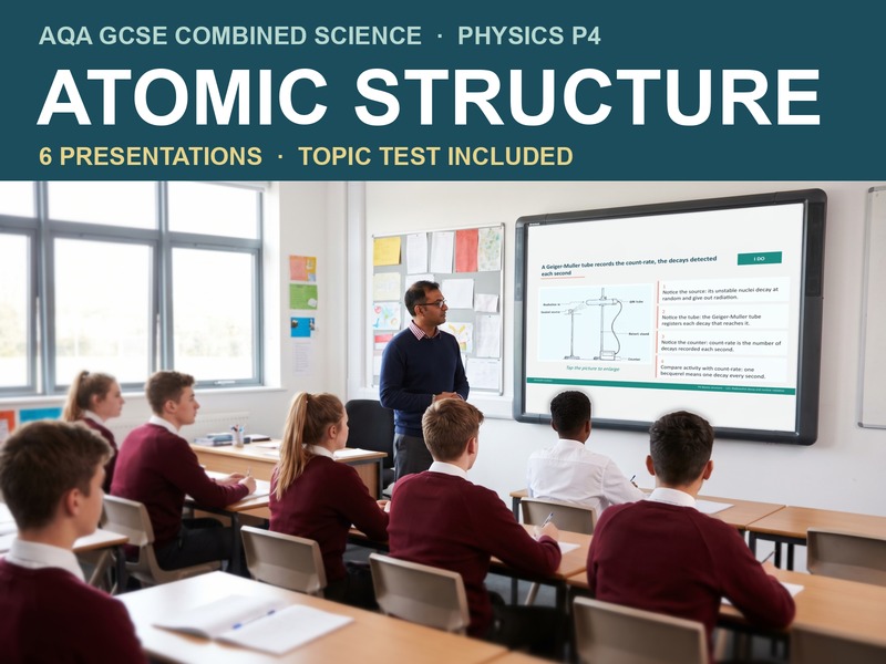 AQA GCSE Combined Science Physics P4 Atomic Structure | 6 Lesson Presentations and Topic Test