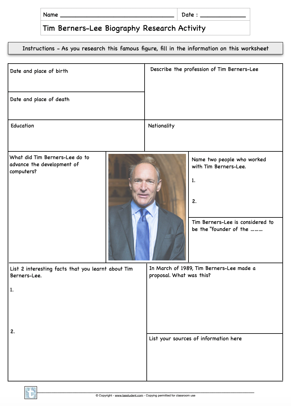 History Of Computing Tim Berners Lee Teaching Resources