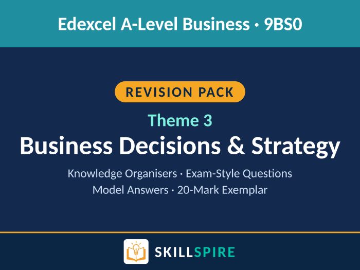 Edexcel A-Level Business Theme 3: Business Decisions & Strategy | Complete Revision Pack