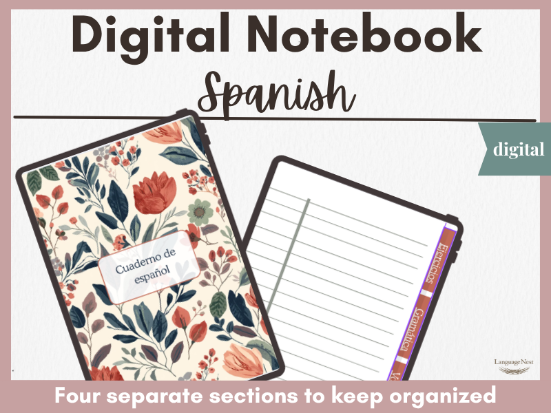 Floral Spanish Digital Notebook | Spanish Grammar & Vocabulary Organiser