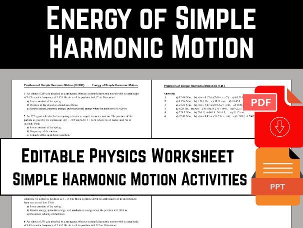 Energy in Simple Harmonic Motion: Spring-Mass System Worksheet
