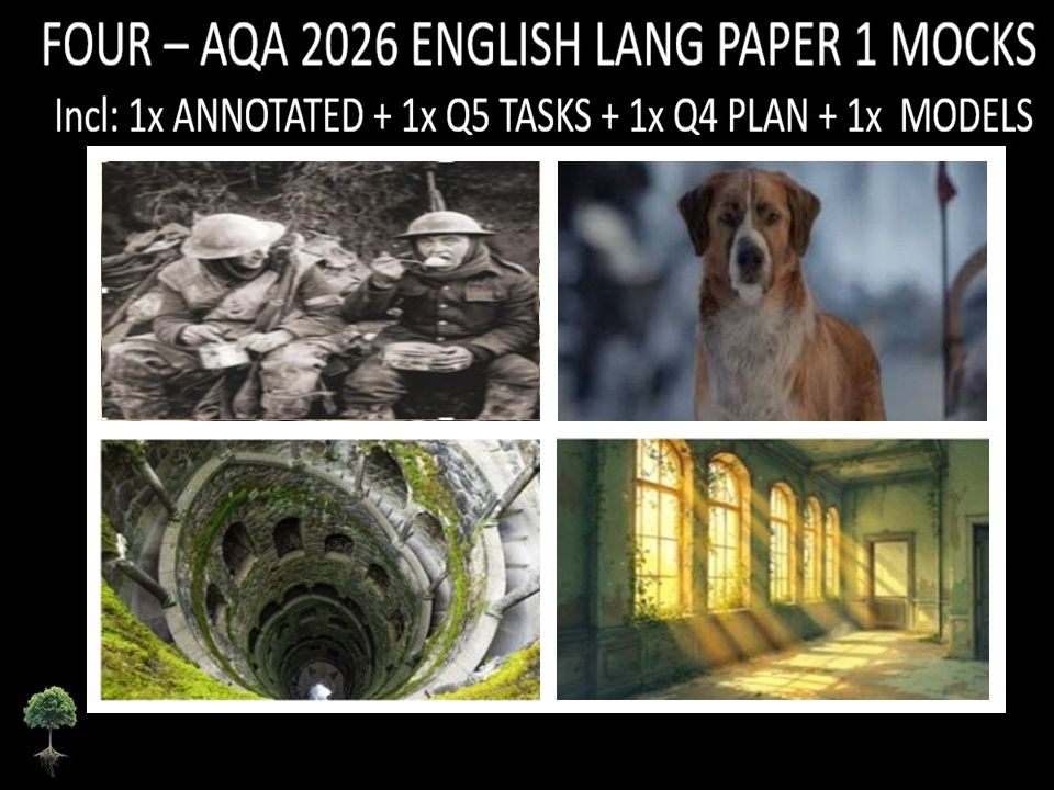 Four AQA 2026 English Language Paper 1 Mocks + Annotated, Q5 Tasks, Q4 Plan, Models