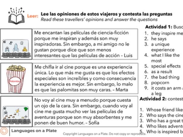 ¿Te gustan las películas de acción? - Films / Movies in Spanish - do you like action films?