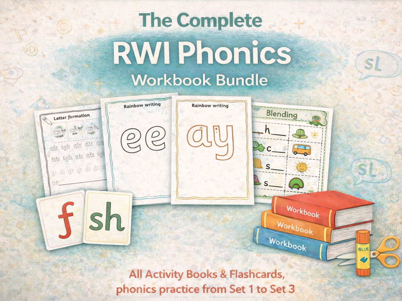 RWI Set 1, Set 2 and Set 3 Phonics Read and Write Activity Workbooks Bundle
