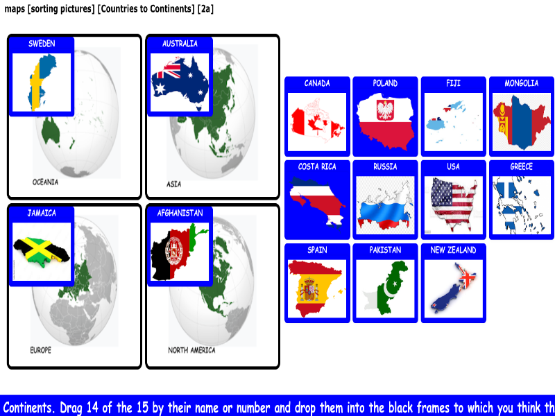 maps [sorting pictures] [Countries to Continents] [2a]