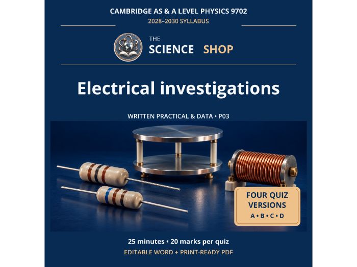 Electrical investigations | Cambridge AS Physics 9702 | 4 Revision Quizzes