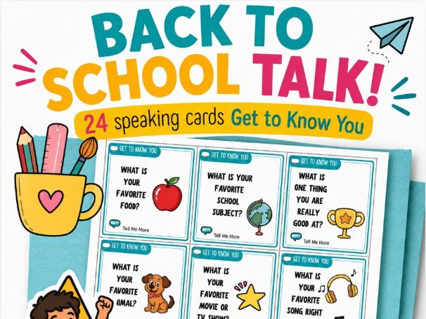 Back to School Talk! – Get to Know You Cards | ESL Icebreaker Speaking Activity