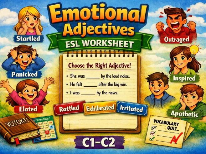 Emotional Adjectives – C1–C2 ESL Worksheet (Advanced Vocabulary Practice)