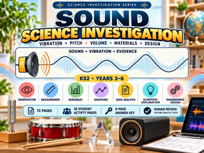 KS2 Sound Science Investigation | Vibrations, Pitch & Volume | 70 Pages