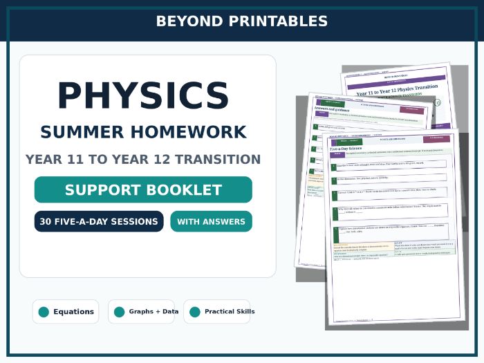 Physics Summer Homework Booklet A LEVEL PREPARATION — Year 11 to Year 12 Transition — Support