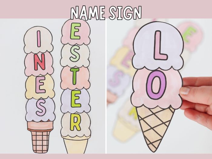 Printable Ice Cream Name Sign Craft for Kids
