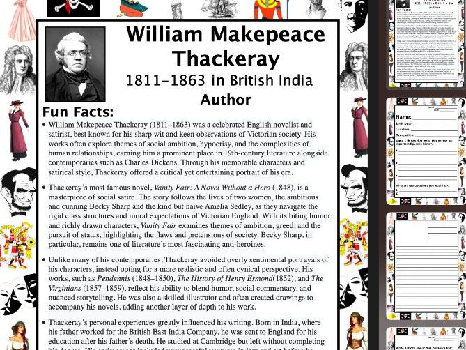 William Makepeace Thack PACKET & ACTIVITIES, Important Historical Figures Series